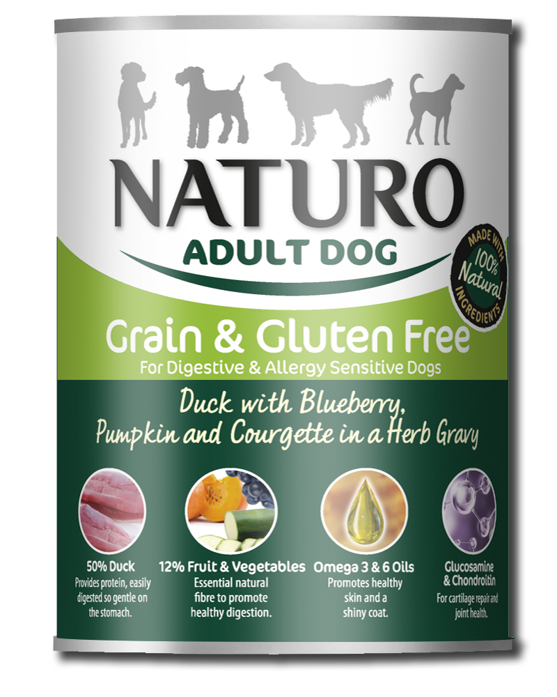 Naturo Adult Dog Grain & Gluten Free Duck Can in a Herb Gravy